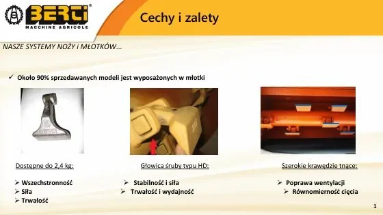Cechy i zalety maszyn Okładka katalogu Cechy i zalety maszyn